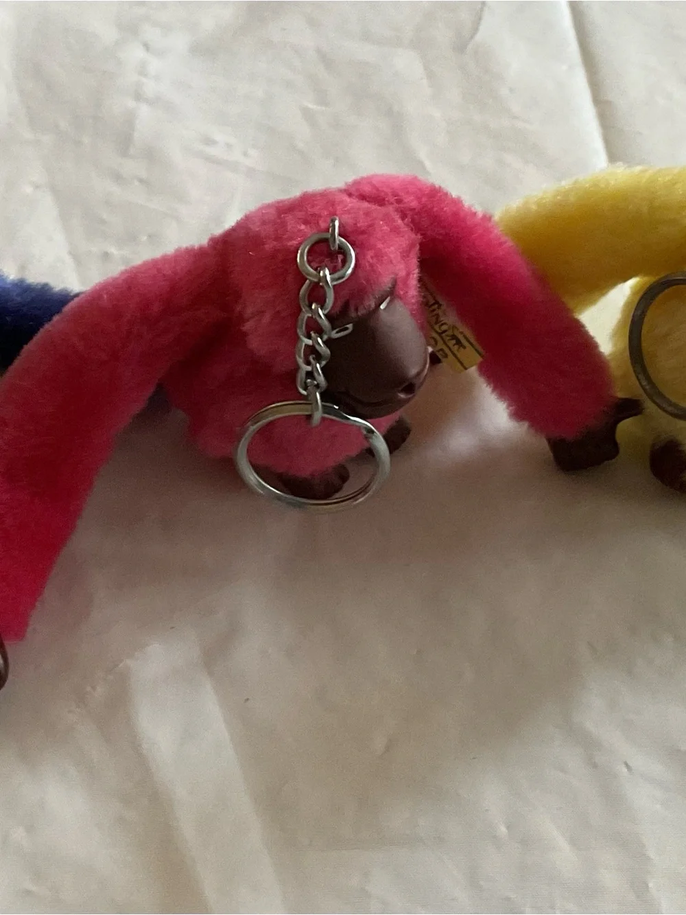 Kipling Monkey Keychains (3) Lot- Blue, Yellow, Pink